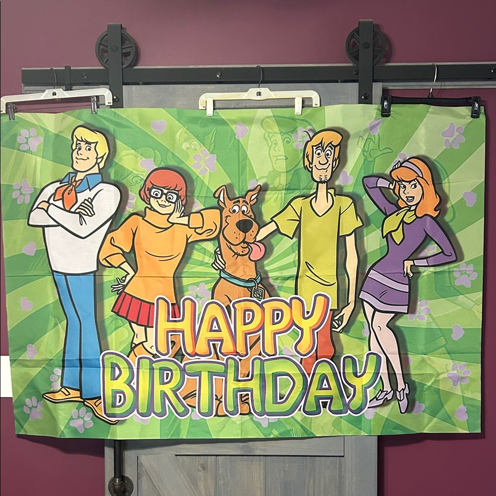 Scooby Doo Party Happy Birthday Banner Back Drop 38”X59", Green